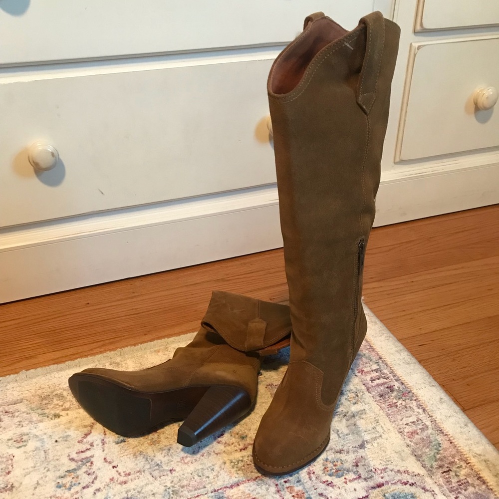 Frye Madeline Tall High Suede Heeled Boots- NWT